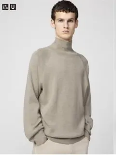 新品 ユニクロU UNIQLO U ハイネックセーター ベージュ L