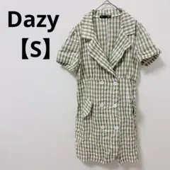 Dazy 半袖 ミニワンピース 【S】 ギンガムチェック グリーン ジャケット