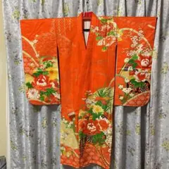❤️七五三　7才用着物　金駒刺繍　豪華な牡丹柄　お雛祭り　お正月❤️