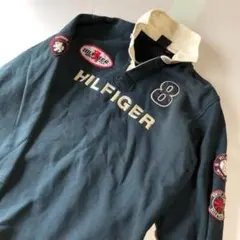 トミーヒルフィガー　裏ボア　ラガーシャツ　ワッペン　ナンバリング L〜XL相当