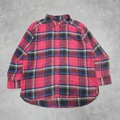 アメリカンイーグル ネルシャツ XL チェック 赤 ゆるだぼ カジュアル