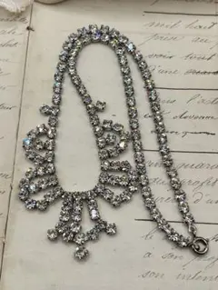 英国ヴィンテージ ラインストーンネックレス