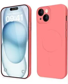 iPhone 15 Plus ケースMagSafe対応 シリコン耐衝撃レッド赤