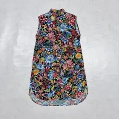 極美品✨ワイズ 花柄レーヨンノースリーブシャツワンピース チュニック