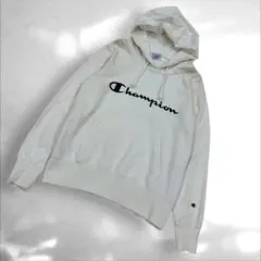 Championチャンピヨン　ホワイト フード付パーカー　スウェットロゴL（C3