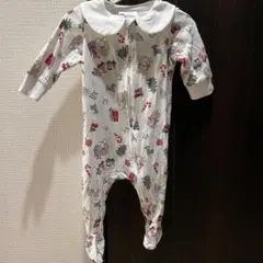 H&M ベビー クリスマス ロンパース クリスマス柄 足付き 襟 新生児