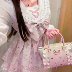 L　ピンク 量産型 地雷系 可愛い リボン ワンピース 甘かわ ガーリー 推し活