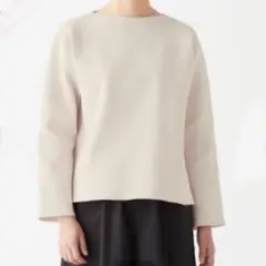 無印良品 MUJI ミラノリブ編みボートネックセーター 薄手 オフホワイト S