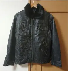 黒レザー ジャケット ファー付き Liugoo Leathers - メルカリ