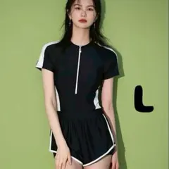 水着 Lフィットネス水着 ジム ワンピース 体型カバー スポーティー 半袖