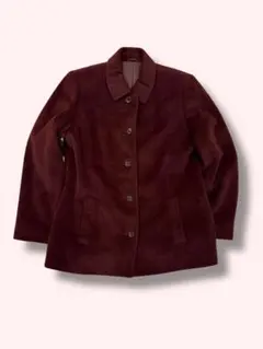 【在庫処分セール】アンゴラ100％混 ボルドー コート 上品 きれいめ　日本製風