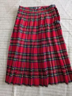 【専用】【最終値下げ】プリーツ 巻スカート 赤チェック ウール 親子コーデ可能