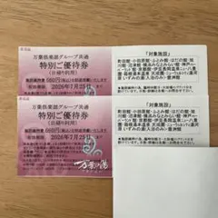 万葉の湯グループ特別ご優待券 2枚セット　660円で利用可能