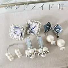 ハンドメイド ピアス リング パール アクセサリー 4点