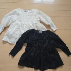 フリル付き長袖シャツ2色セット　100サイズ