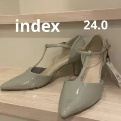 タグ付 index Tストラップパンプス ミントグリーン 24.0cm 合成皮革のサムネイル