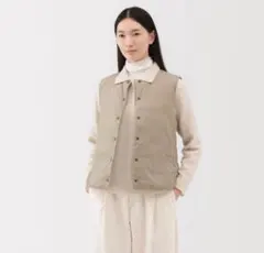 定価4990円 無印良品 婦人軽量ダウンポケッタブルノーカラーベスト Ｌベージュ