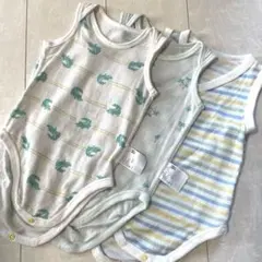 コットンメッシュボディースーツ　ノースリーブ　ベビー肌着 70cm ３枚