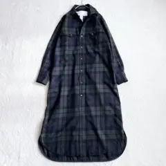 美品✨TICCA ティッカ ウール シャツワンピース チェック グリーン