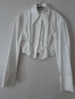 ZARA ホワイト クロップドシャツ S