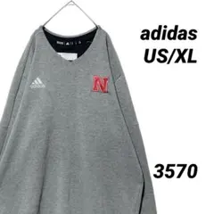 adidas アディダス Vネック スウェット トレーナー XL 刺繍ロゴ