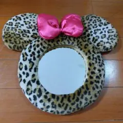 ミニーちゃん　ヒョウ柄　壁掛けミラー
