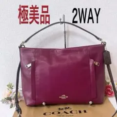 Coach ハンドバッグ レザー スタッズ パープル 37037 - メルカリ