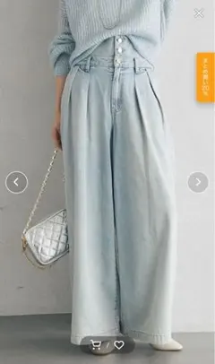 ⭐︎ラブティックボンボン⭐︎ハイウエストバギーデニムパンツ脚長効果大36ライトブルー