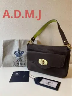 A.D.M.J エーディーエムジェイ ショル ダーバッグ レザー ビジュー 黒 A.D.M.J エーディーエムジェイ ショル ダーバッグ レザー ビジュー 黒