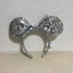 シルバー スパンコール ミッキー耳カチューシャ