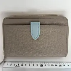 【新品・未使用】バイカラー ラウンドファスナー長財布 グレージュのサムネイル