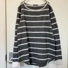 PINK CLOVER ボーダーカットソー 長袖 グレー ホワイト