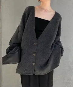 selectMOCA・スリーブリンキングVネックカーディガン・チャコール