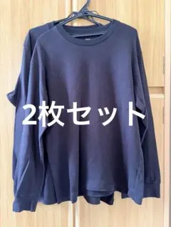 UNIQLO ソフトタッチクルーネックTシャツ/長袖 XL 黒 2枚セット