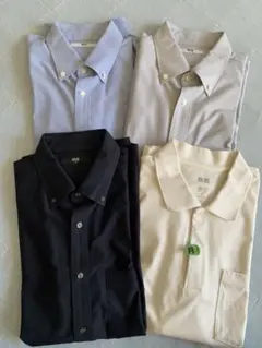 ユニクロ ボタンダウン 半袖シャツ4点セット（紺・白・青・グレー）クールビズ