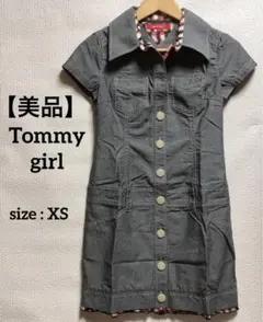 【美品】トミーガール 半袖 デニムワンピース グレー XS レディース