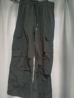 レディース　メンズ　カーゴパンツ　ワイドパンツ　XL ブラック　黒