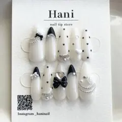 フレンチガーリー ワンホン ちゅるん 量産型 ブラック スナ系 ネイルチップ