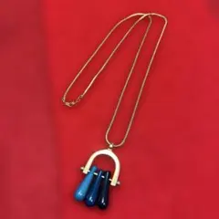 青と濃紺の滴型ネックレス