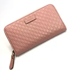 未使用✨グッチ GG マイクログッチシマ ラウンドファスナー ピンク 長財布