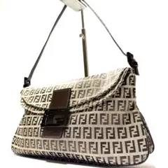 美品 フェンディ マンマバケット ショルダーバッグ ズッキーノ FF レザー