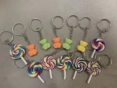 ハンドメイド　12個セット　カラフル キャンディ クマ キーホルダー　手作り