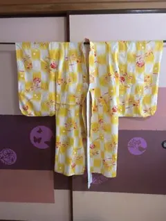 子供用 浴衣 黄色 トンボ柄