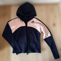 adidas フード付きジャージ ネイビー/ピンク