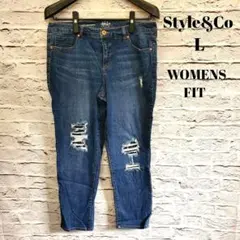 ダメージデニム レディース ガールフレンド ジーンズ クラッシュ加工 インディゴ