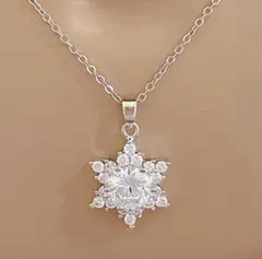 シルバー CZダイヤ 煌めく✨ サージカルステンレスネックレス 宝石フラワー星