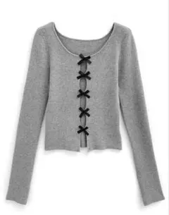 【新品未使用】2Wayホールカッティングリボンニットトップス[dr710a]