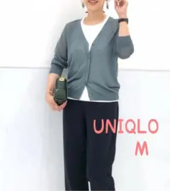 【未使用】UNIQLO　ライトVネックカーディガン　長袖　薄手　M　アセテート