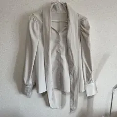 ボウタイブラウス ベージュ 無地 GRL