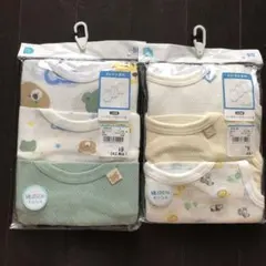 【新品未開封】綿100% 動物柄 ノーリーブロンパース6枚セット80cm
